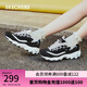 斯凱奇（Skechers）女鞋蕾絲熊貓鞋厚底增高百搭休閑運(yùn)動(dòng)經(jīng)典復(fù)古老爹鞋11959 黑色/白色/BKW 37