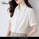 薩拉維夫（SLLAVIF）品牌時(shí)尚高檔復古舒適襯衫女短袖2025新款氣質(zhì)顯瘦上衣純色襯衣女 白色 M 90--110