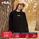 FILA 斐樂女裝衛(wèi)衣男女同款套頭衛(wèi)衣秋冬情侶款休閑加絨保暖長袖上衣 正黑色-BK L 175/96A/L
