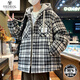VEDEOL學(xué)院風(fēng)90白鴨絨潮牌格子羽絨服男冬季短款男士加厚保暖寬松冬裝 黑色 L-體重110-125合適