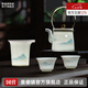 景德鎮(zhèn)茶具陶瓷描金整套家用送禮茶壺套組中式玲瓏茶壺8頭茶杯高檔禮盒 千里江山-日玲瓏提梁壺套裝