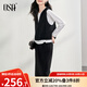 歐莎（OSA）秋季連帽馬夾衛(wèi)衣半身裙三件套女2025年新款休閑運(yùn)動(dòng)套裝 黑色 XL
