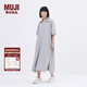 無印良品（MUJI）IDEE 女式 平紋 短袖連衣裙 女裝裙子25年夏季 連身裙 GA45CC5S 煙熏綠色 L (165/88A)