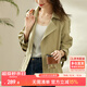 尚都比拉秋季風(fēng)衣外套女西裝領(lǐng)時(shí)尚百搭短款寬松顯瘦小個(gè)子女裝 卡其色 M
