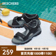 斯凱奇（Skechers）男鞋魔術(shù)貼涼鞋運(yùn)動(dòng)休閑戶外鞋簡(jiǎn)約露趾沙灘鞋子防滑拖鞋 黑色/BLK 42
