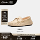 Clarks其樂Quilto Luna女鞋新款英倫風(fēng)平底通勤一腳蹬豆豆鞋 淺棕色 261825584 37