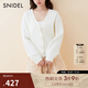 SNIDEL2025春夏V領(lǐng)蝴蝶結仿珍珠扣針織開(kāi)衫外套SWNT251114 白色 均碼