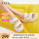 他她（TATA）休閑厚底拖鞋女外穿運動軟底簡約涼鞋夏新款WL202BT4 米白（拖鞋款） 38