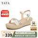 他她（TATA）氣質(zhì)坡跟涼鞋女2025夏UQA01BL5 米白 38