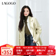 LAGOGO雙面毛呢西裝領(lǐng)大衣女拉谷谷2024年冬季新款中長(cháng)款通勤外套 芥末黃 L