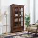 美式實(shí)木酒柜別墅雙門(mén)儲物柜歐式玻璃展示柜靠墻小酒柜裝飾餐邊柜 高酒柜105*46*210cm