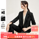尚都比拉職業(yè)通勤西裝套裝女春秋正裝西服外套褲子面試兩件套 黑色 L