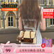 BLACKKISS包包女包斜挎包英倫劍橋包小方包單肩包生日禮物送女友郵差包小包 白拼棕(版本)
