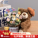 EZF小熊毛絨玩具針織向日葵柿子花束送女朋友生日禮物 貝雷帽小熊【針織小花盆栽+禮物