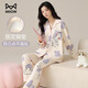 貓人女士睡衣女純棉夏季長(cháng)袖開(kāi)衫女睡衣套裝2025新款翻領(lǐng)可愛(ài)風(fēng)家居服