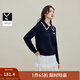 茵曼（INMAN）2025秋冬女裝新款復古絨感麻花娃娃領(lǐng)毛衣慵懶風(fēng)寬松針織衫 藏藍色 XL