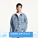 杰克·瓊斯（JACK&JONES）25年男裝牛仔外套男春款潮流簡(jiǎn)約寬松可拆卸連帽純棉休閑牛仔夾克 E42中牛仔藍 常規 M