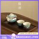 陶羽汝窯金萬(wàn)花手抓壺茶杯茶盤(pán)一壺二杯泡茶器單個(gè)家用防燙手茶具套裝 汝窯金萬(wàn)花一壺兩杯+幽蘭竹茶盤(pán)