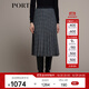 PORTS 寶姿秋冬新品女裝中長(cháng)百褶裙半裙LM9S056NFQ067 黑色格子 XS (2)