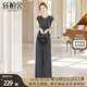 絲柏舍時尚套裝2025夏裝新款女裝圓領(lǐng)上衣搭休閑褲氣質(zhì)兩件套