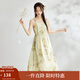 茵曼（INMAN）新中式國風(fēng)印花吊帶背心裙2025夏季文藝氣質(zhì)度假A字碎花裙子 杏花色 L