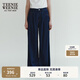 Teenie Weenie小熊女裝牛仔褲秋季復(fù)古休閑氣質(zhì)通勤寬松闊腿長(zhǎng)褲 深藍(lán)色 XS