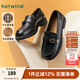 熱風(fēng)（Hotwind）商場(chǎng)同款復古百搭樂(lè )福鞋通勤女鞋25年春季時(shí)尚簡(jiǎn)約小皮鞋粗跟 01黑色 牛頭層皮革 38 240mm