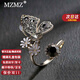 MZMZ蝴蝶戒指女可調(diào)節(jié)食指指環(huán)氣質(zhì)小眾時尚飾品送女友生日禮物送老婆 咖啡金色【蝶戀花開口戒】
