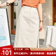 betu百圖女裝牛仔半身裙高腰A字修身包臀女式中長(cháng)款裙子2107T46 杏色 L
