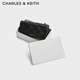 CHARLES&KEITH質(zhì)感菱格鏈條小方錢包女包包女包生日禮物CK6-10680924 Black黑色 XS