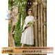 茶·愫【度假出游】puretea茶愫翻領苧麻織帶收腰連衣裙蛋糕裙25夏新款 慕白 M