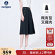 Navigare意大利小帆船開(kāi)叉百褶裙女士春秋季顯瘦半身裙高檔通勤百搭a字裙 太空巖灰 M