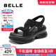 百麗（Belle）細閃水鉆面休閑涼鞋女商場(chǎng)同款厚底增高涼鞋E2W1DBL5 黑色 37 (235mm)