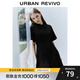 UR夏季新款女裝通勤風(fēng)壓褶修身短袖棉質(zhì)連衣裙UWU740075 正黑 M