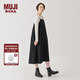 無印良品（MUJI）女式 易干 平紋 吊帶連衣裙 女裝裙子春季 長裙 美拉德 黑色 M (160/84A)