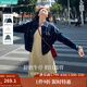 茵曼（INMAN） 章若楠同款復(fù)古短款牛仔外套秋長(zhǎng)袖上衣 深牛仔藍(lán)-18518171 M