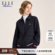 ELLE ACTIVE 寬松百搭?yuàn)A克外套女裝秋季大口袋簡(jiǎn)約通勤撞色顯瘦翻領(lǐng)外套女 藏青色 2XL