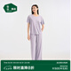 松山棉店商場(chǎng)同款二合一小薄荷羅紋家居服套裝半袖顯瘦2件套睡衣透氣 短袖套裝-女士-淺紫 XL （女士170，男士180）
