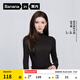 蕉內（Bananain）【明星同款】熱皮501+女士保暖衣內搭長(cháng)袖T恤肌底衣打底衫秋冬 【張予曦同款|小高領(lǐng)】黑色 M