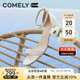 康莉（COMELY）一字帶涼鞋女粗跟25年夏季羊皮中跟時(shí)尚百搭通勤時(shí)裝涼鞋 米白 36