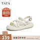 他她（TATA）白色沙灘涼鞋女軟底松糕鞋外穿百搭秋季新款WDP01BL3 米白 35
