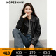 紅袖黑色PU皮衣春季2025新款女裝酷颯機車(chē)風(fēng)直身拉鏈翻領(lǐng)百搭短外套 黑050 L