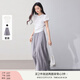 香影【仙女褲】灰色裙褲女垂感2025夏裝新款顯瘦寬松大褲腳闊腿褲 套裝1 T恤+灰色裙褲 L 165/88A/110-125斤