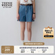 Teenie Weenie小熊牛仔短褲女夏季韓版簡(jiǎn)約休閑松緊高腰時(shí)尚牛仔褲女 深藍色 M (165)