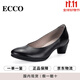 愛(ài)步（ECCO）女鞋春夏新款淺口通勤單鞋粗跟正裝小皮鞋 雕塑45 230203國內現貨 01001黑色 35