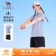 駱駝（CAMEL）速干運動(dòng)服女短袖T恤褲跑步兩件套裝 J25BAXLN076 薇紫色/黑 L