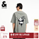 杰克·瓊斯（JACK&JONES）男裝25年棉質(zhì)涼感短袖T恤男士夏季潮流寬松卡通熊貓印花半袖t恤 E05灰綠色 寬松版，卡碼拍小 M 175