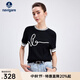 Navigare意大利小帆船女士T恤25夏季新品休閑簡(jiǎn)約針織衫舒適百搭體恤衫女 暗夜黑 XL