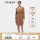 PORTS寶姿女裝秋季新款修身通勤雙排扣連衣裙ALD9D028NWF 駝色 M (6)