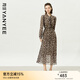 顏域法式碎花連衣裙女2025新款秋季收腰顯瘦氣質(zhì)高級(jí)感雪紡長(zhǎng)裙子 咖色 2XL